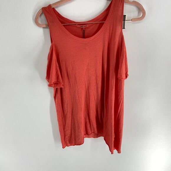 LAMade orange scoop neck cold shoulder short sleeve tunic NWT Womens S - Picture 1 of 4